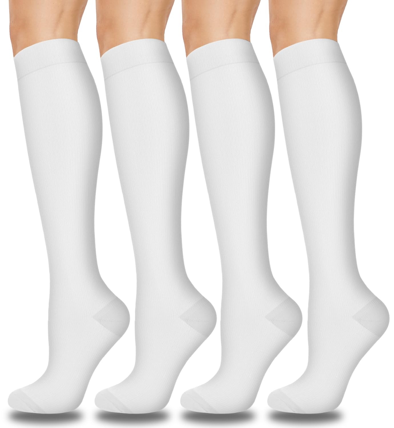 4 Pairs Compression Socks Women Men Nurses Running Travel Support
