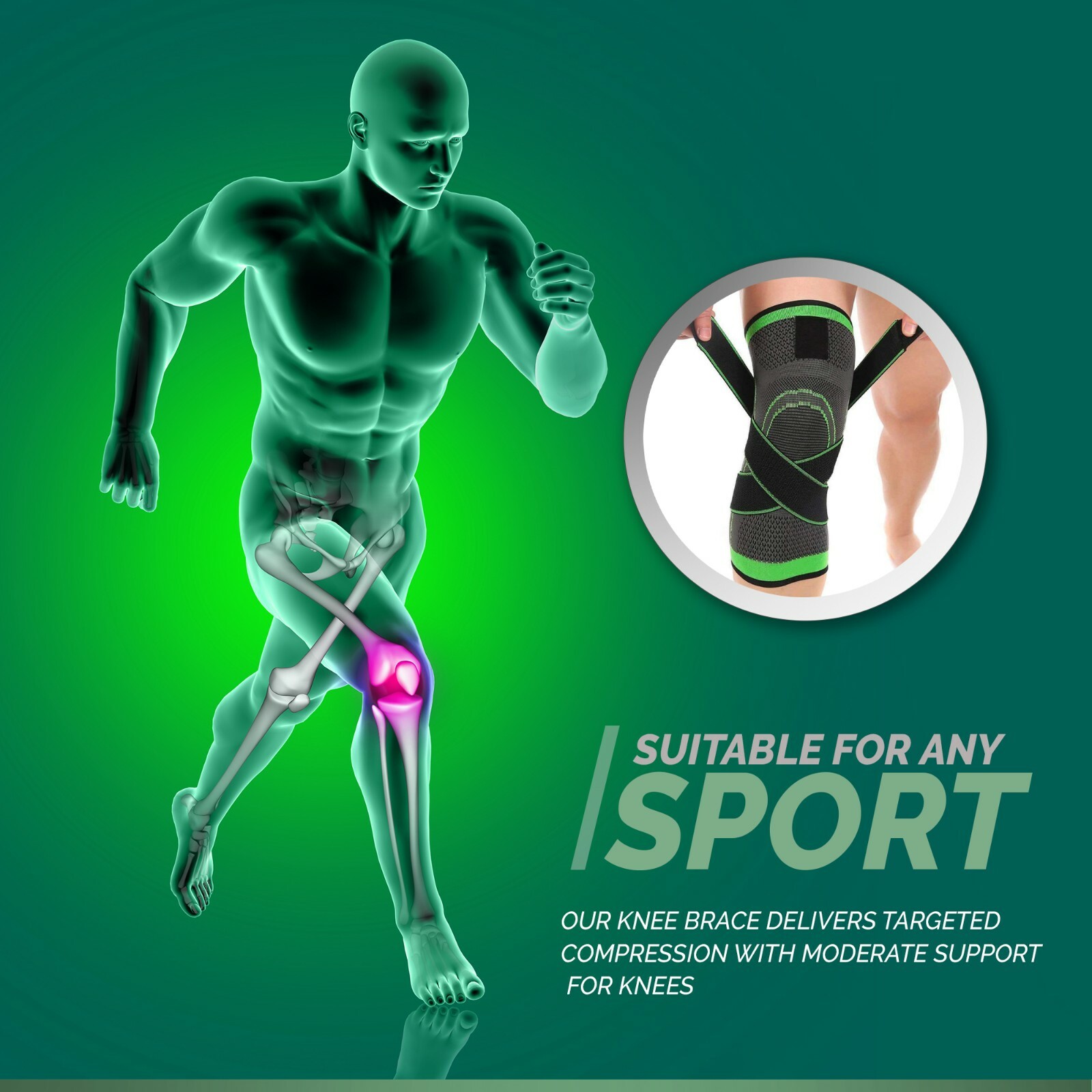 3D Knee Guard Weaving Pressurization Knee Brace Protector Knee Pad Fitness Gear