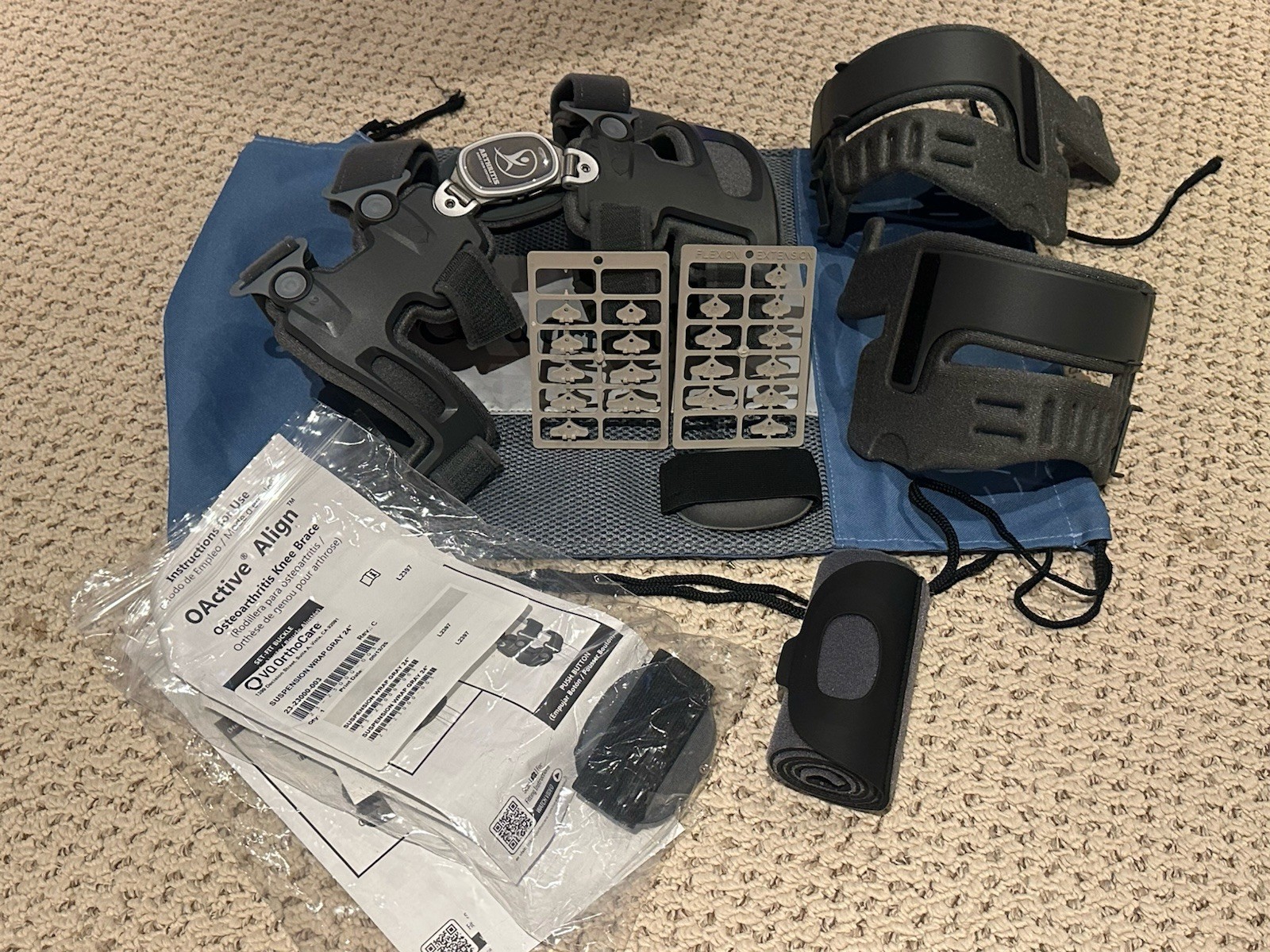 VQ OrthoCare Oactive Osteoarthritis Knee Brace LEFT With Bag And Accessories