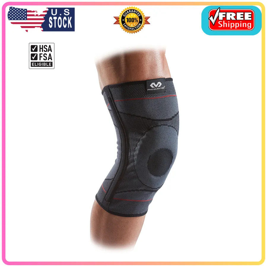 McDavid Knee Compression Knit Sleeve with Gel Buttress and Stays S/M