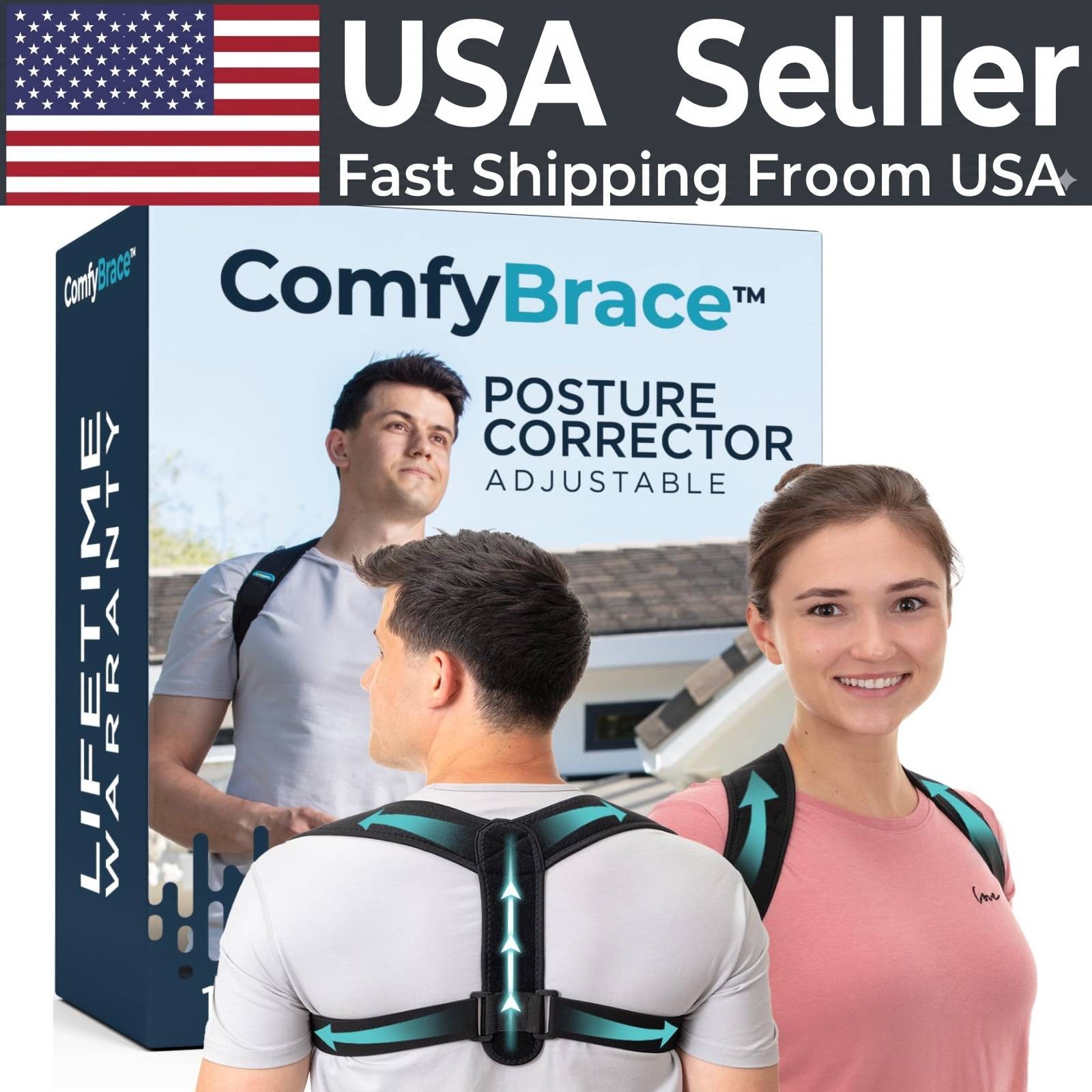ComfyBrace Posture Corrector-Back Brace for Men and Women- Fully Adjustable