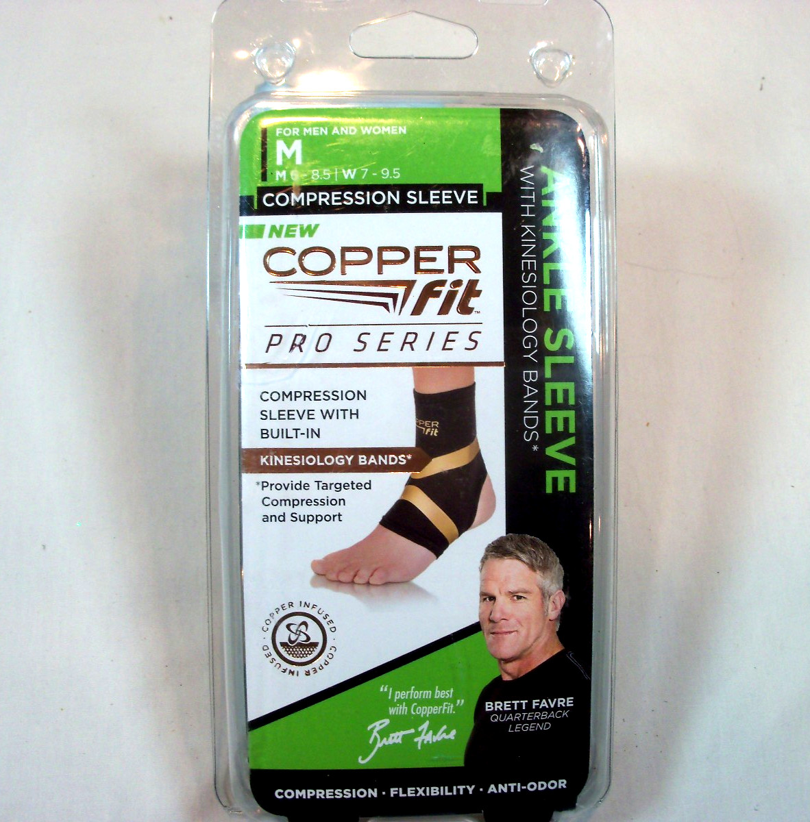 Copper Fit Pro Series Unisex Ankle Compression Sleeve Discrete – Size Medium