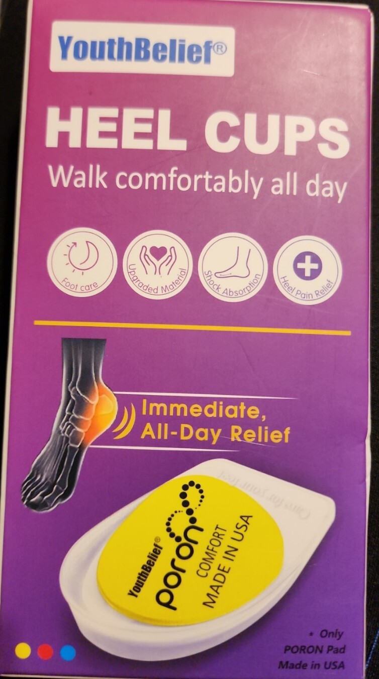 YOUTHBELIEF Heel Cup For Plantar Fasciitis Size W4.5-8.5/M6-9