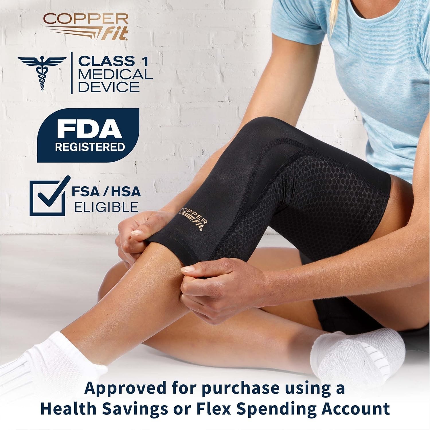 Copper Fit PRO Recovery Knee Compression Sleeve – Breathable, Second Skin Fee