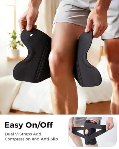 Medical Knee Brace for Women & Men,Knee Support with Side Medium Black
