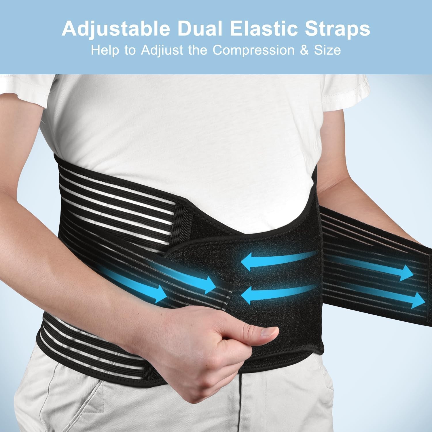 Lumbar Pad Back Brace – Adjustable Breathable Support for Lower Back Pain, L/XL