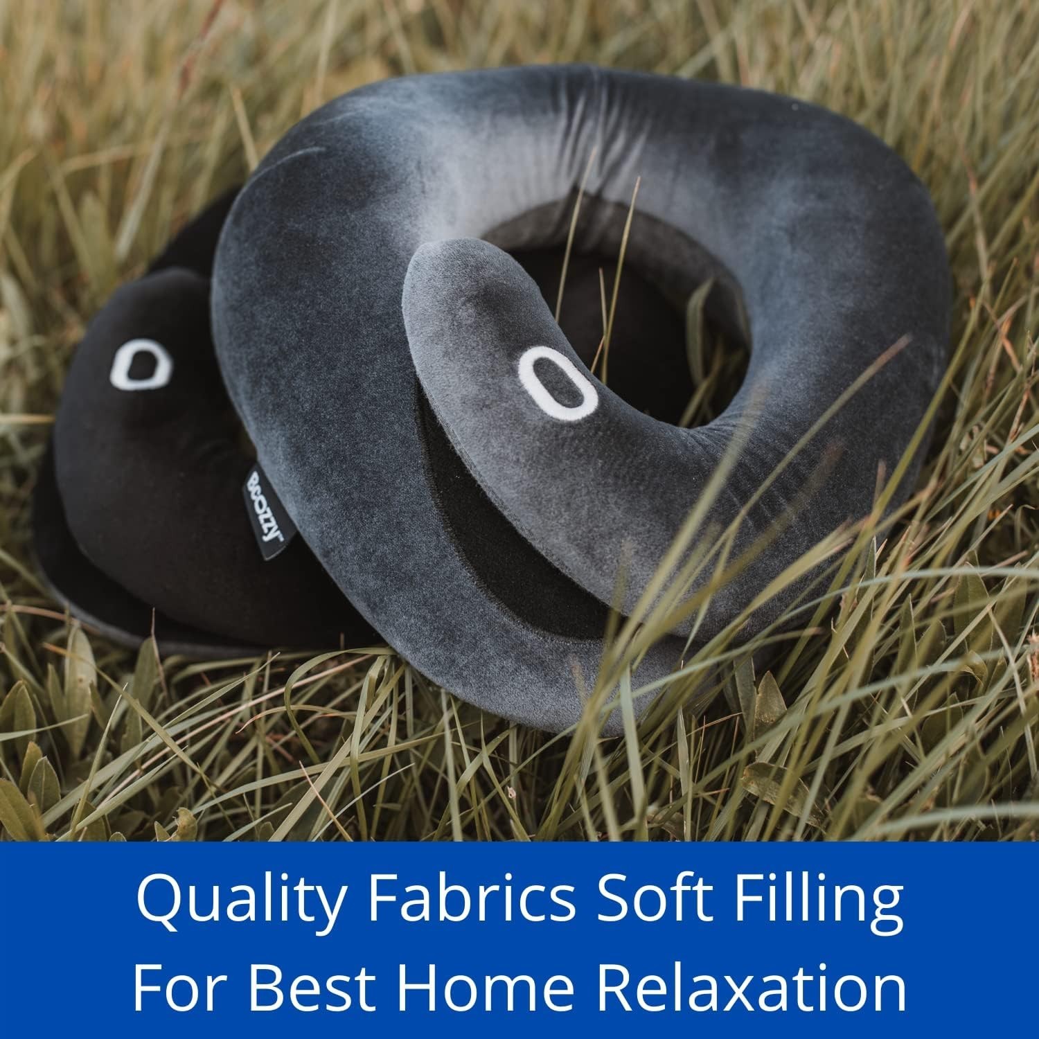 Adult Black Neck Support Pillow with Double Comfort, Washable & Adjustable