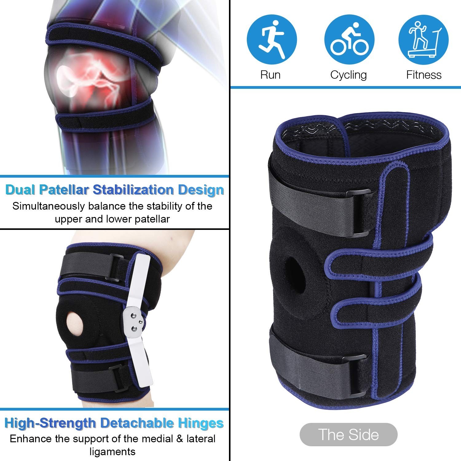 Hinged Knee Brace Dual Strap Patellar Stabilization Design & High-Leve(2XL)
