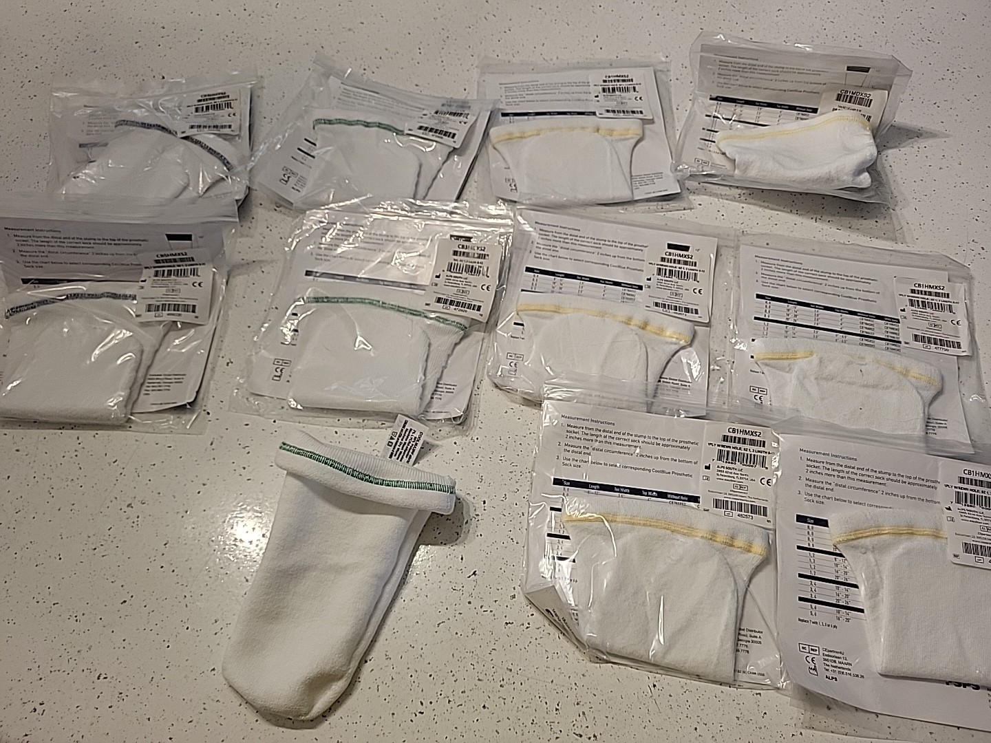NEW COOLBLUE Lot of 11 Assorted Prosthetic Socks Size 1,2 Length 8-12