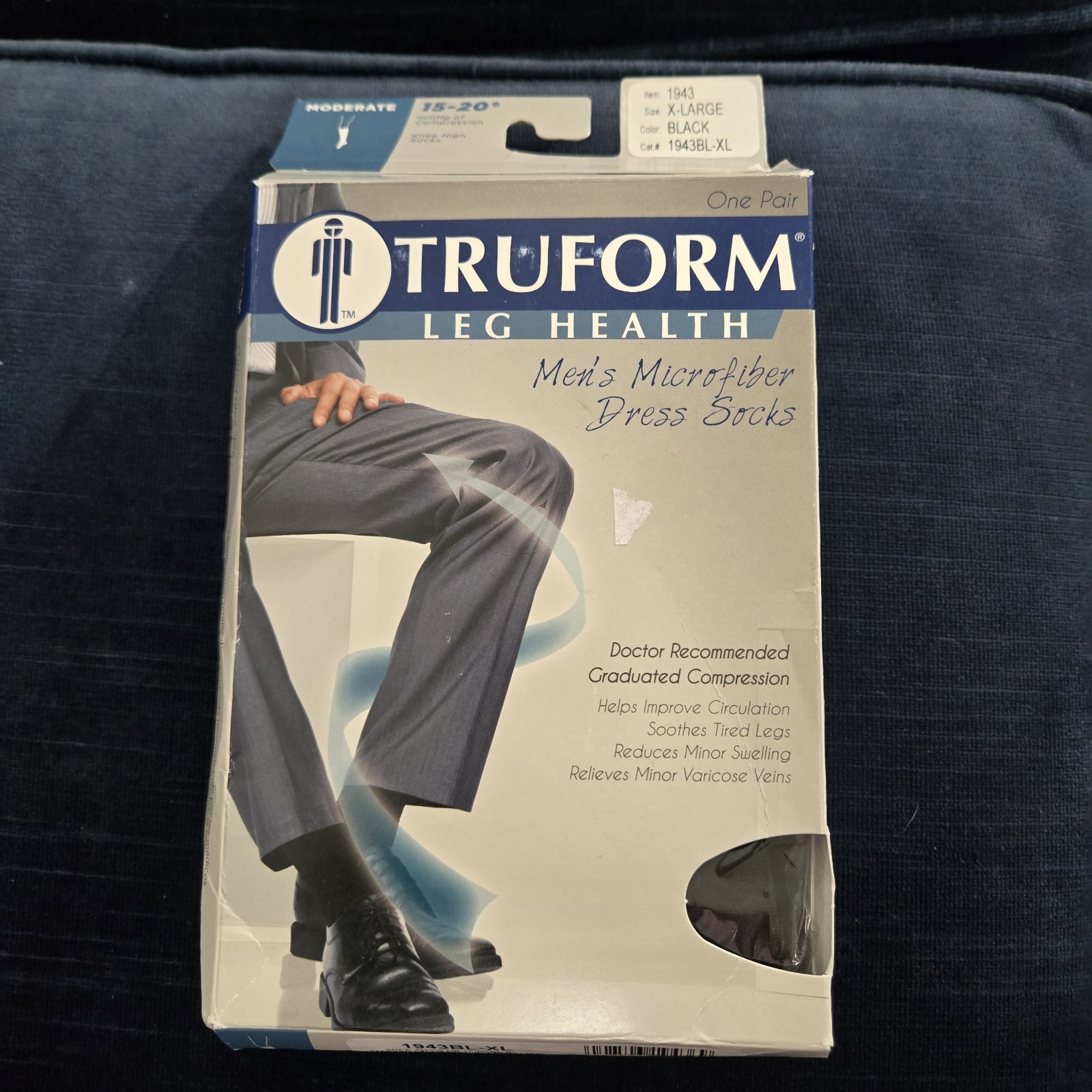 Truform Men Size Black Compression Knee Dress Socks – Size XL
