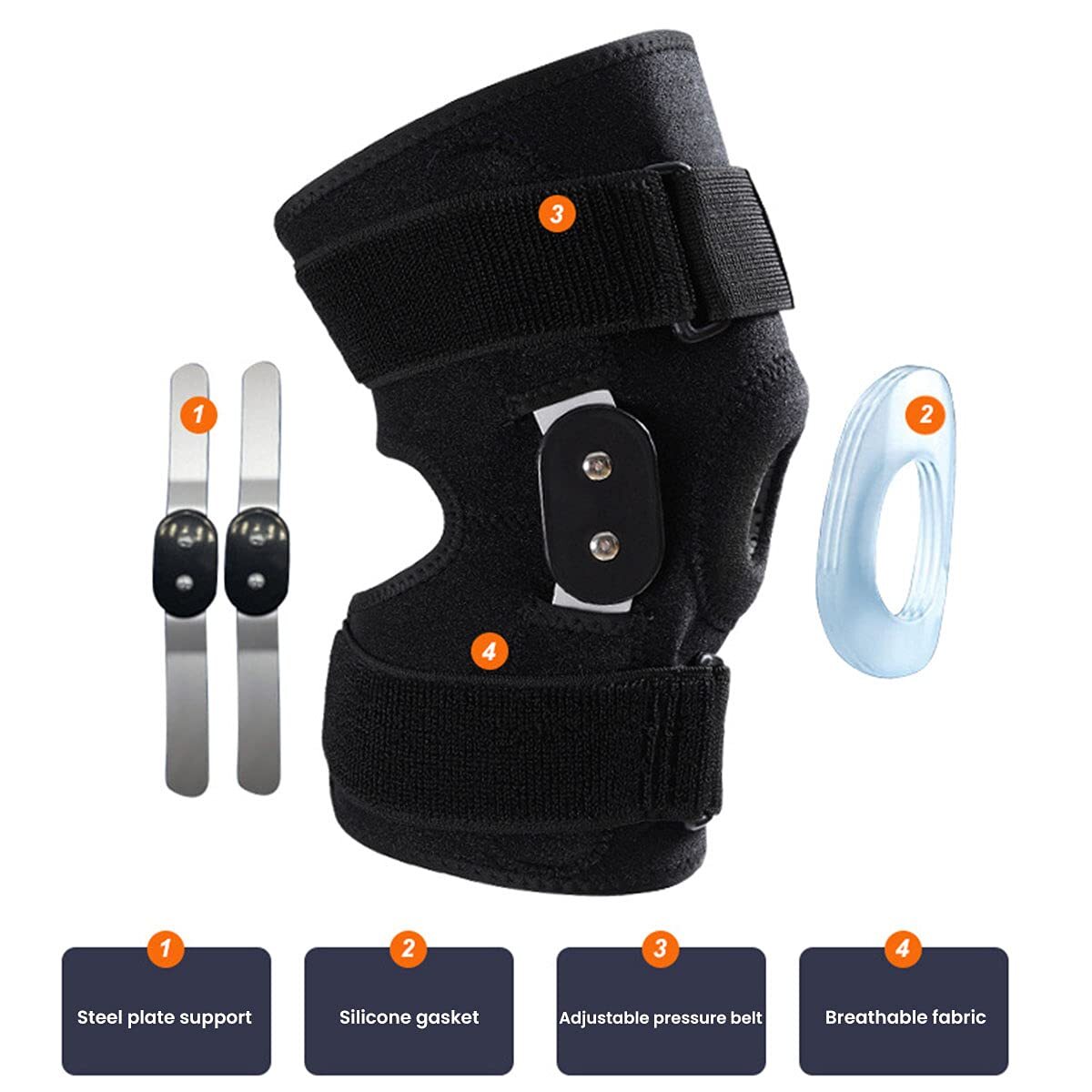 Knee Brace Support Strap with Side Hinged Patella Stabilizers Pain Relief Wrap