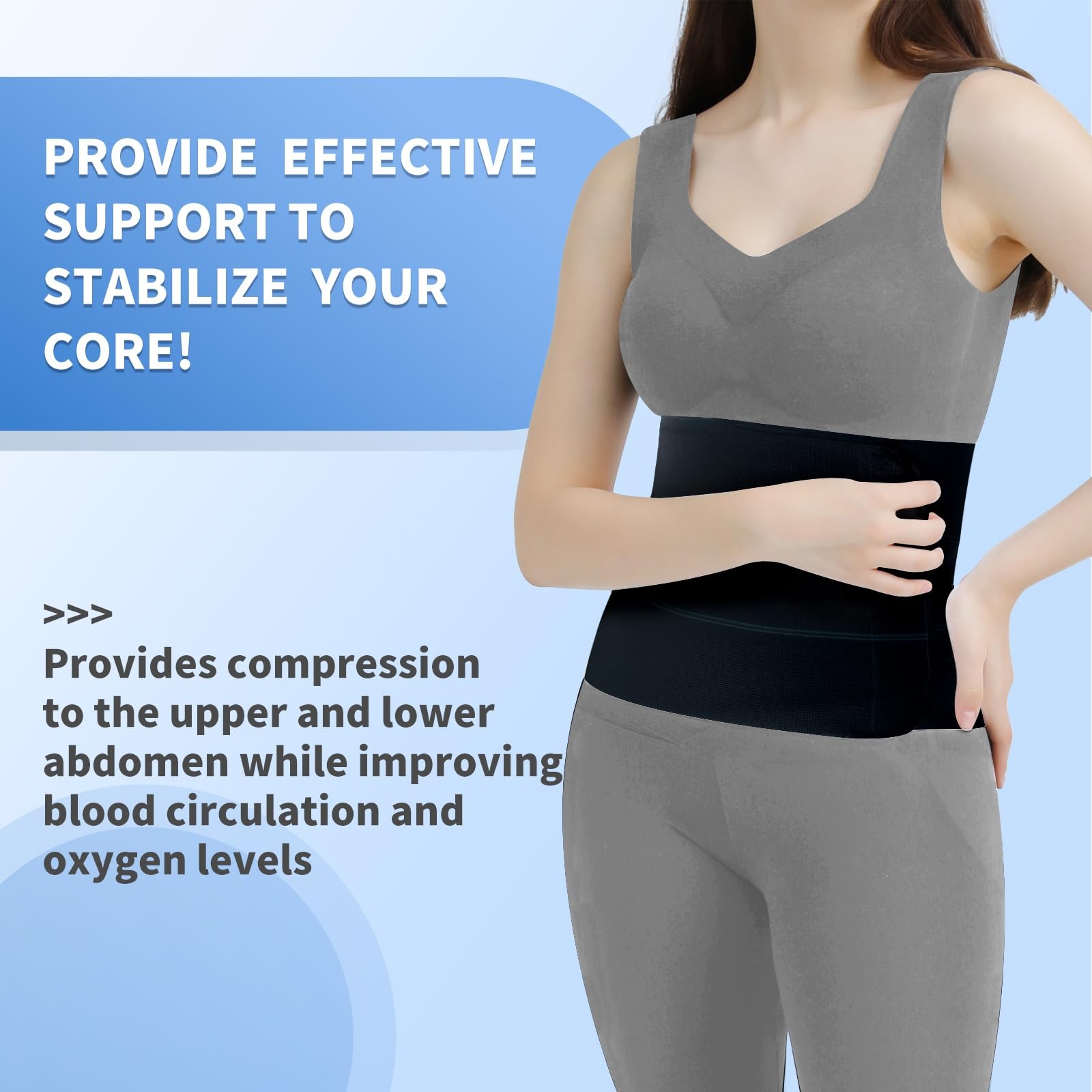 Abdominal Binder Post Surgery Belly Band – Elastic Stomach Wrap Tummy Tuck Co…