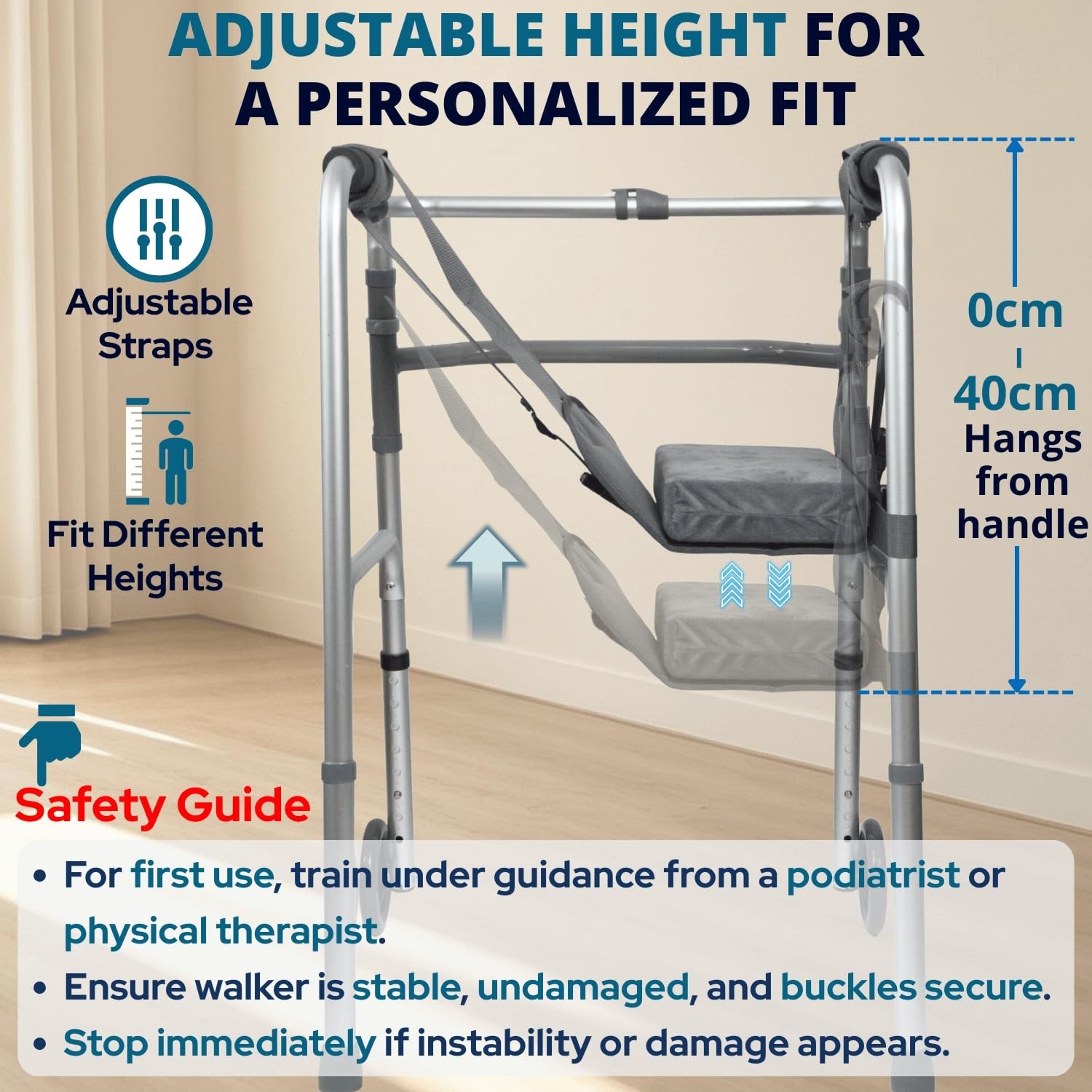 Knee Sling for Walker with Comfortable Cushion