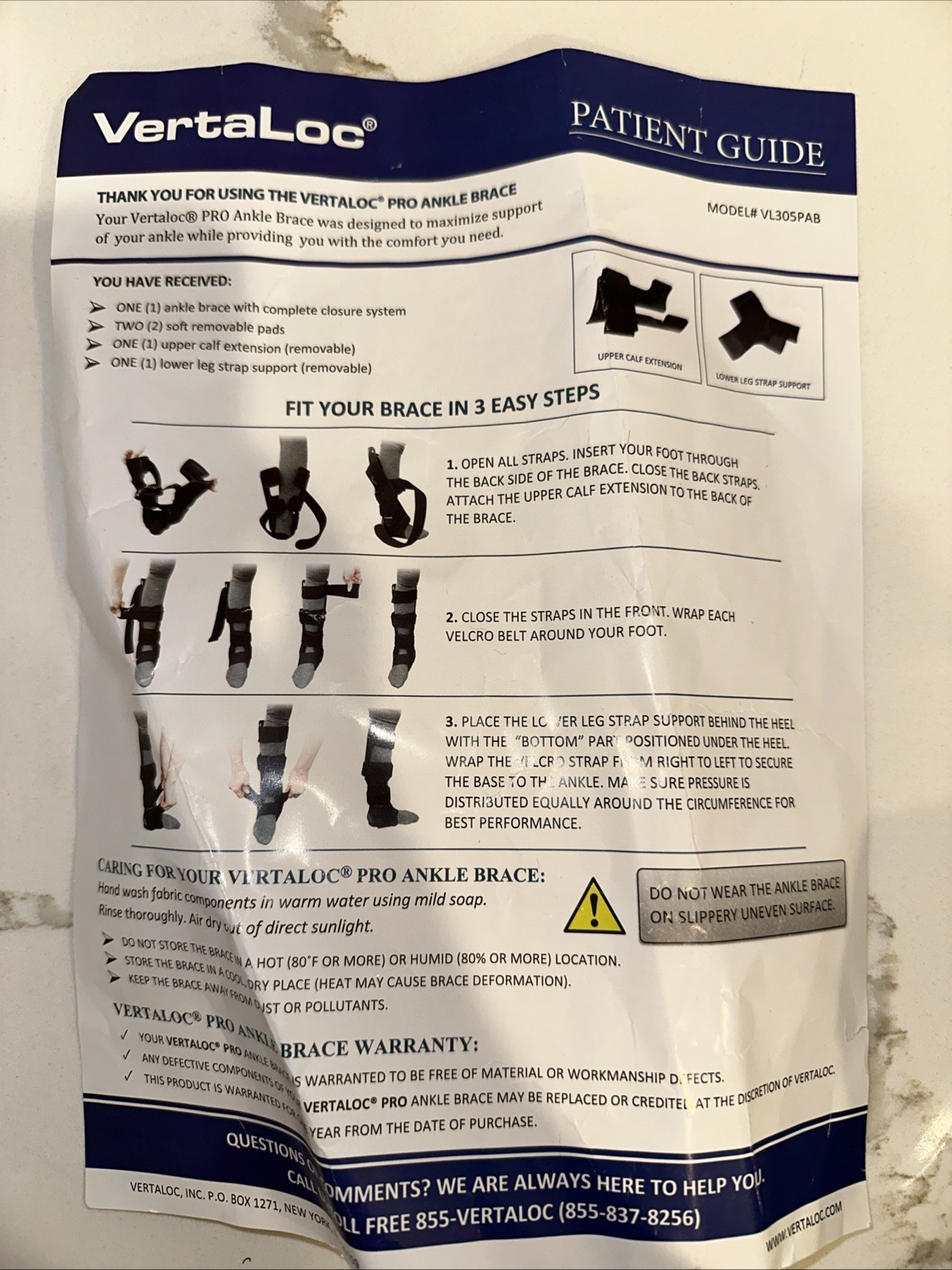 VertaLoc PRO Ankle Brace VL305PAB Medium Stabilizer Support Orthosis Comfort