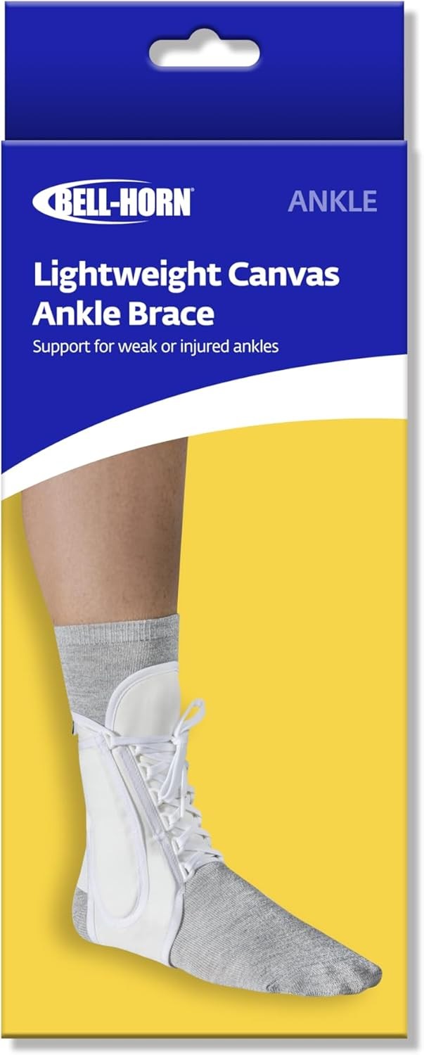 DJO Bell-Horn Lightweight Lace-up Ankle Brace White Medium