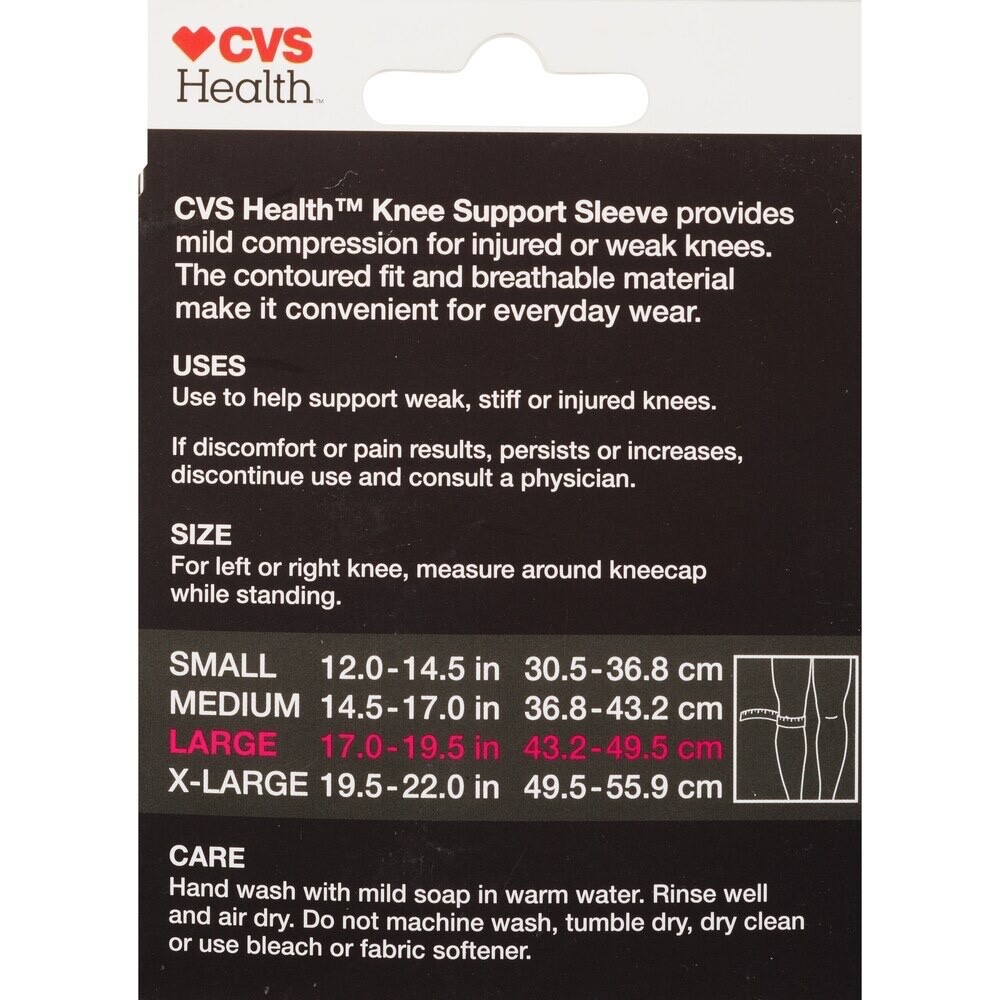 CVS Knee Support Sleeve Mild Compression Gray Size Large