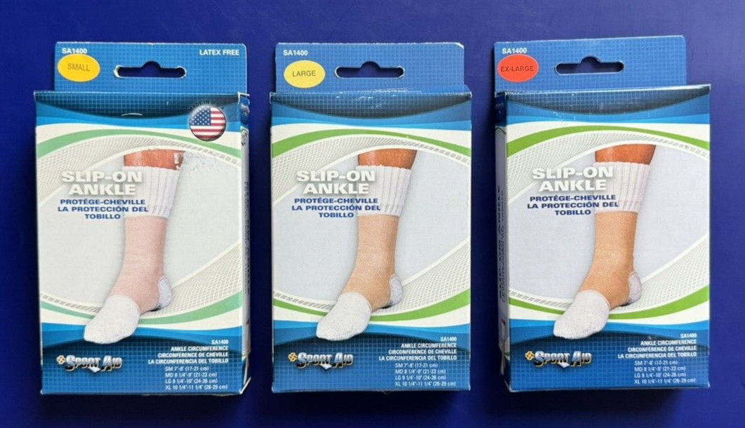 Sport Aid Ankle Brace Slip-On Small, Large, XL Latex Free Beige NEW Choose