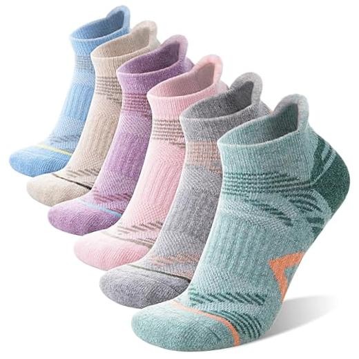 6 Pairs Merino Wool Ankle Medium Beige/Purple/Light Pink/Green/Grey/Blue