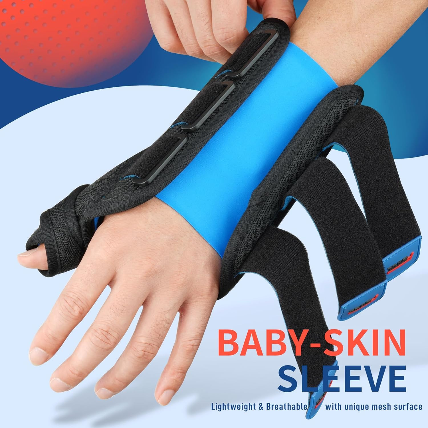 FEATOL Carpal Tunnel Wrist Brace Night Support, Thumb Spica Splint Right Hand fo