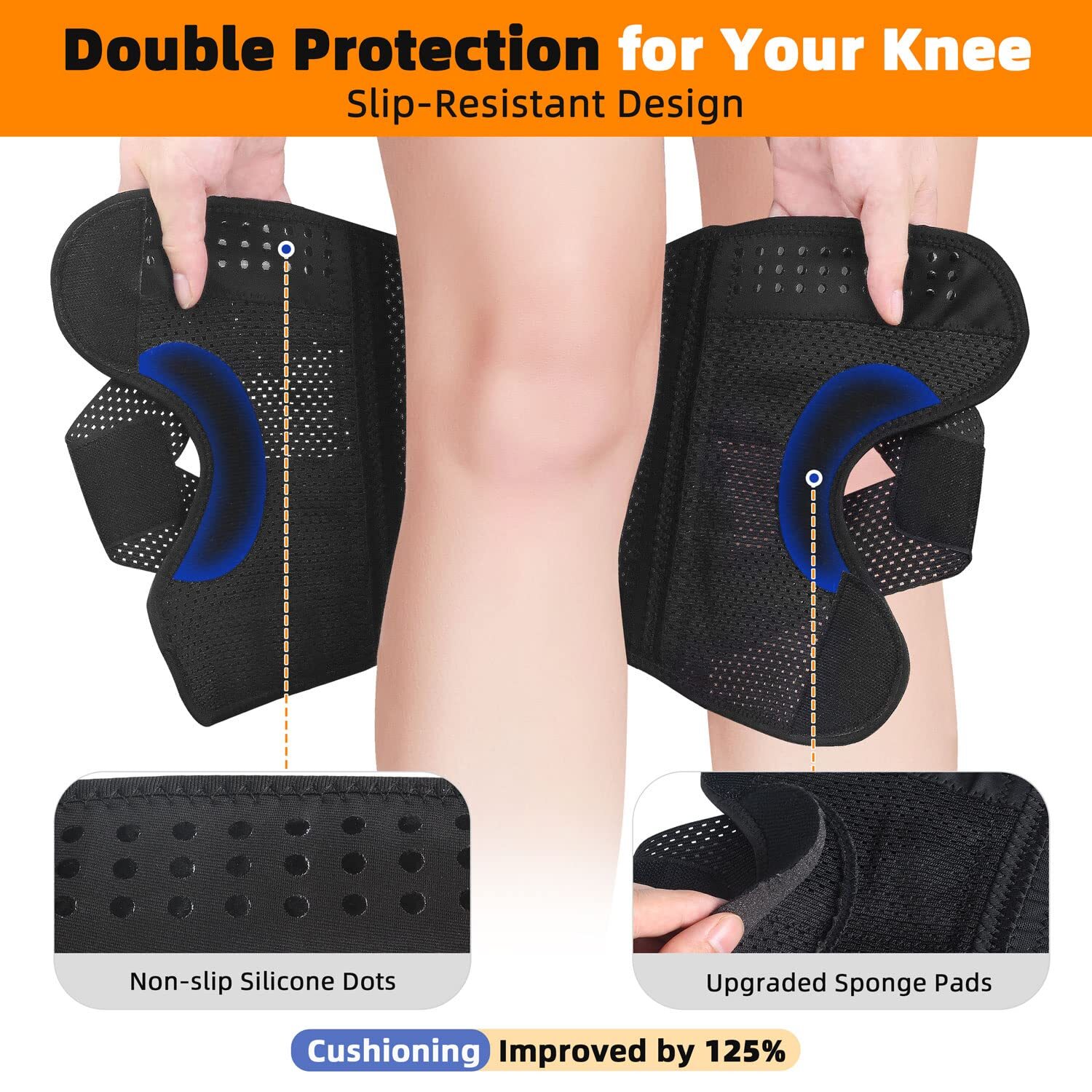 Knee Sleeve Compression Brace Support For Sport Bone Joint Pain Arthritis Relief