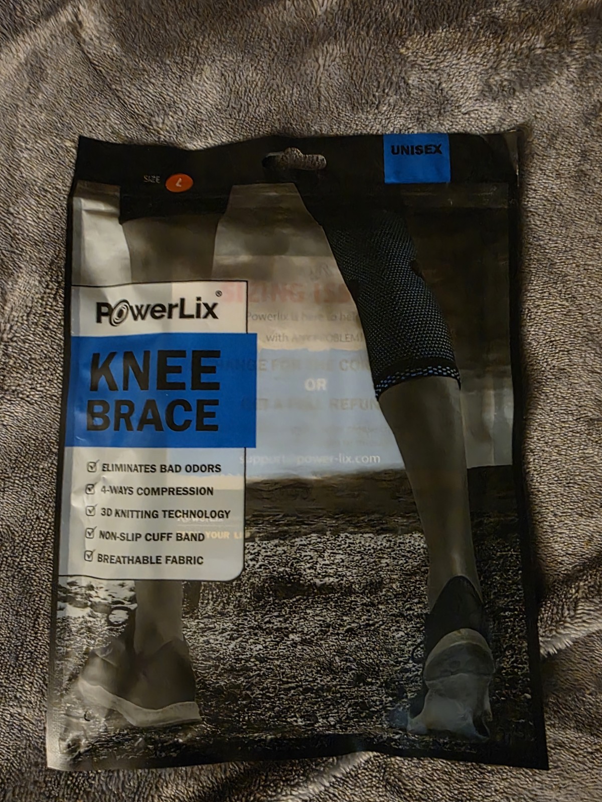 PowerLix Knee Brace L Black Unisex Compression Stabilization Breathable Non-Slip