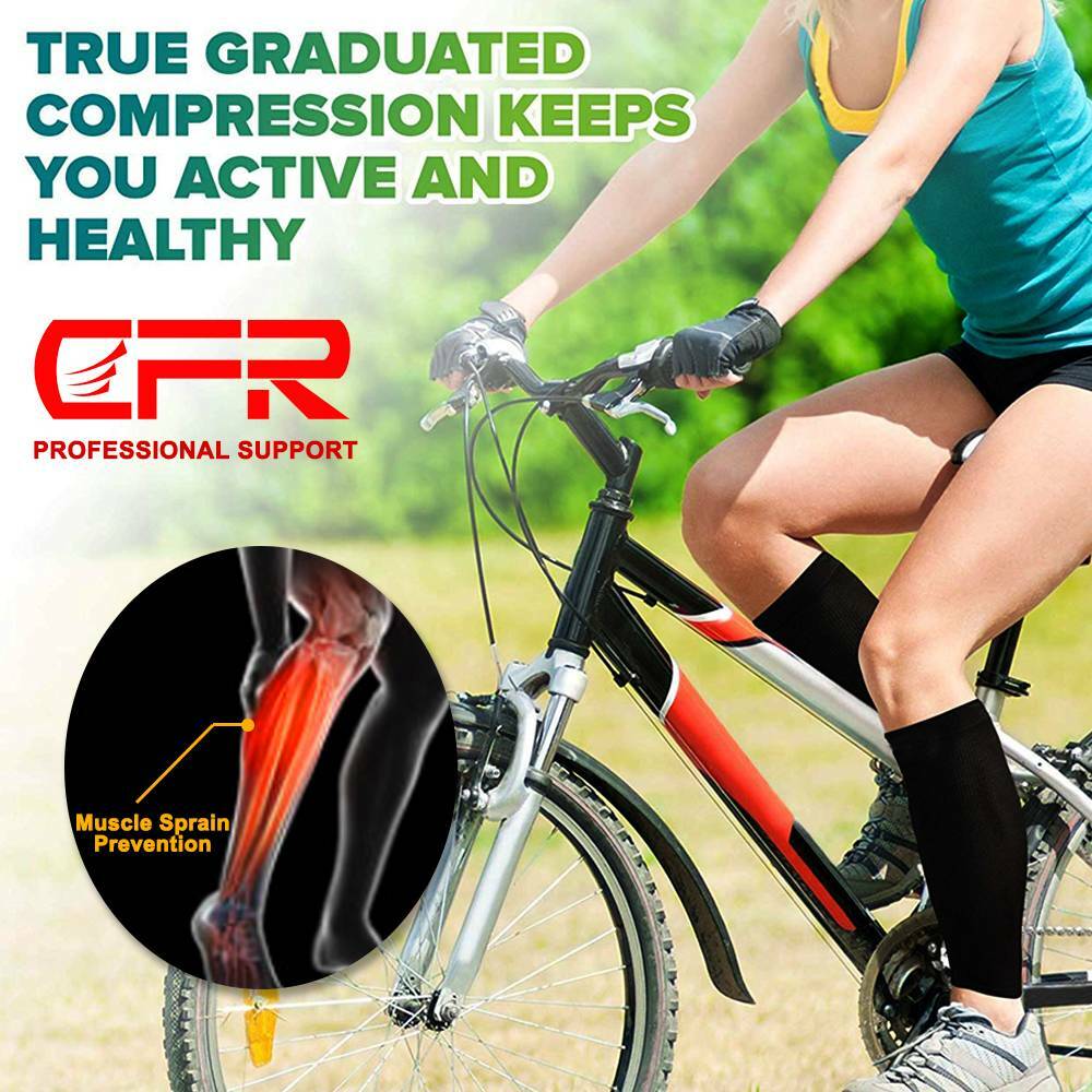 Pair Compression Socks Calf Sleeve Leg Support Brace 15-20mmHg Men Women Running