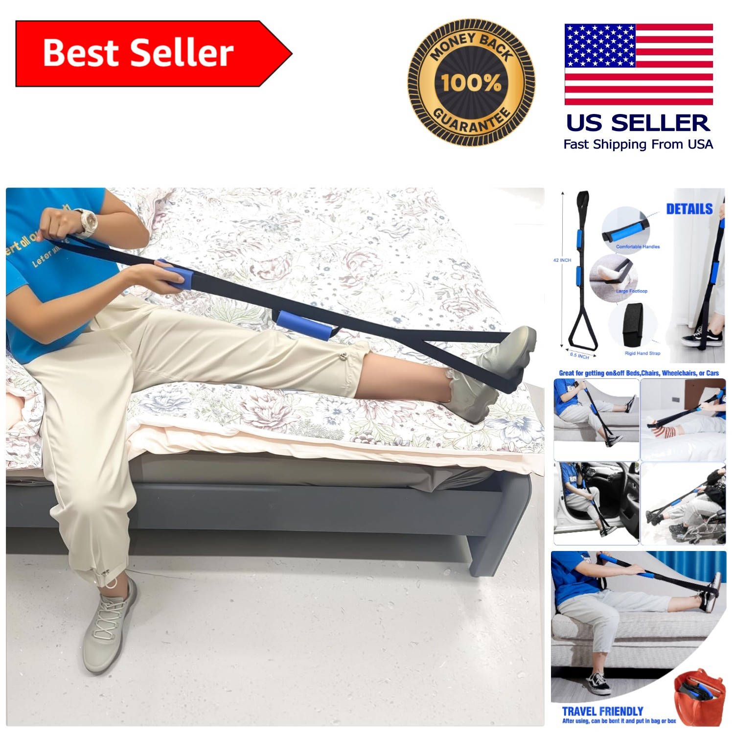 Easily Portable Leg Lifter with Large Loop – Essential Aid for Surgery Recovery
