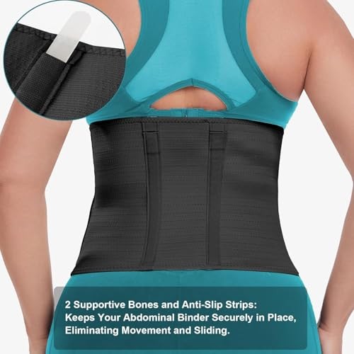 Postpartum Belly Band abdominal Binder for Natural Delivery & C Large Black