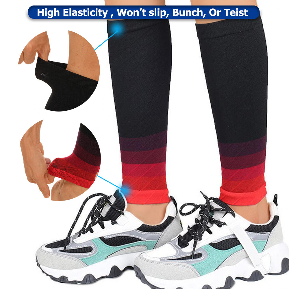 Calf Sleeve Leg Support Brace Compression Socks Stockings Varicose Shin Splint
