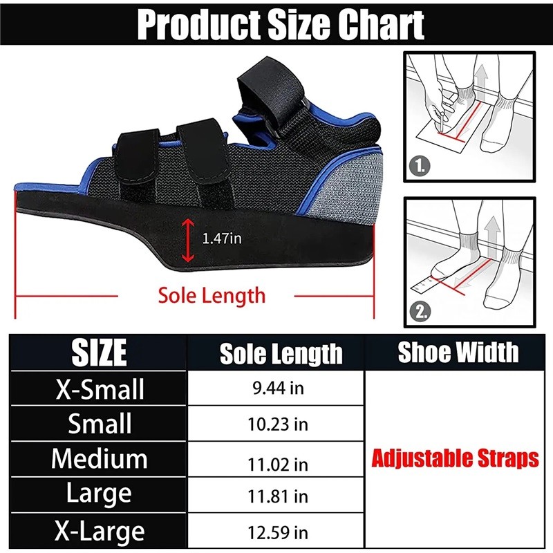 Post Op Shoe Forefoot Off-Loading Boot Fracture Recovery Black/Blue S M L