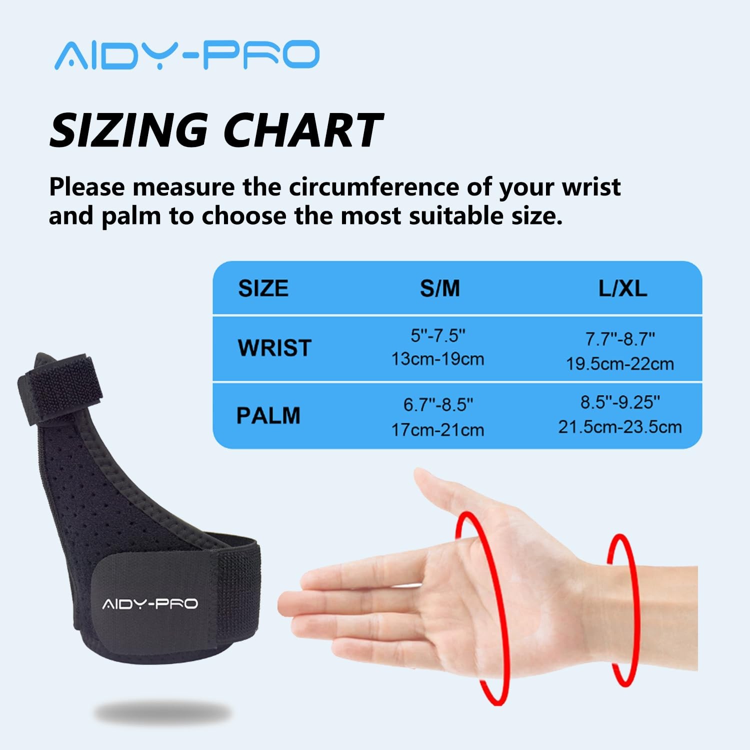 AIDY-PRO Trigger Thumb Brace Right Hand or Left for L/XL, Black