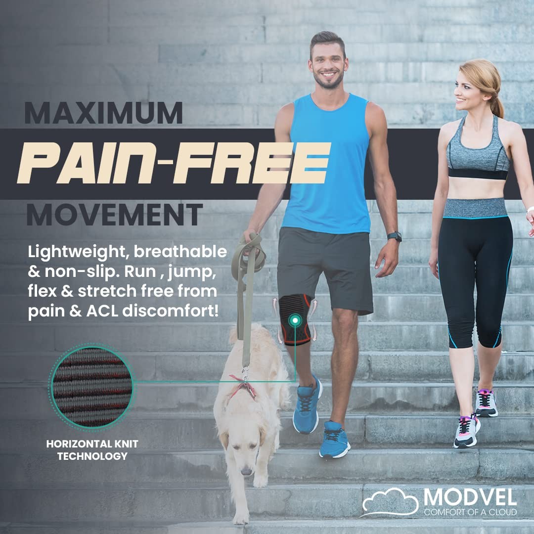 Modvel 2 Pack Knee Brace Women & Men – Workout Knees Compression Sleeve Knee