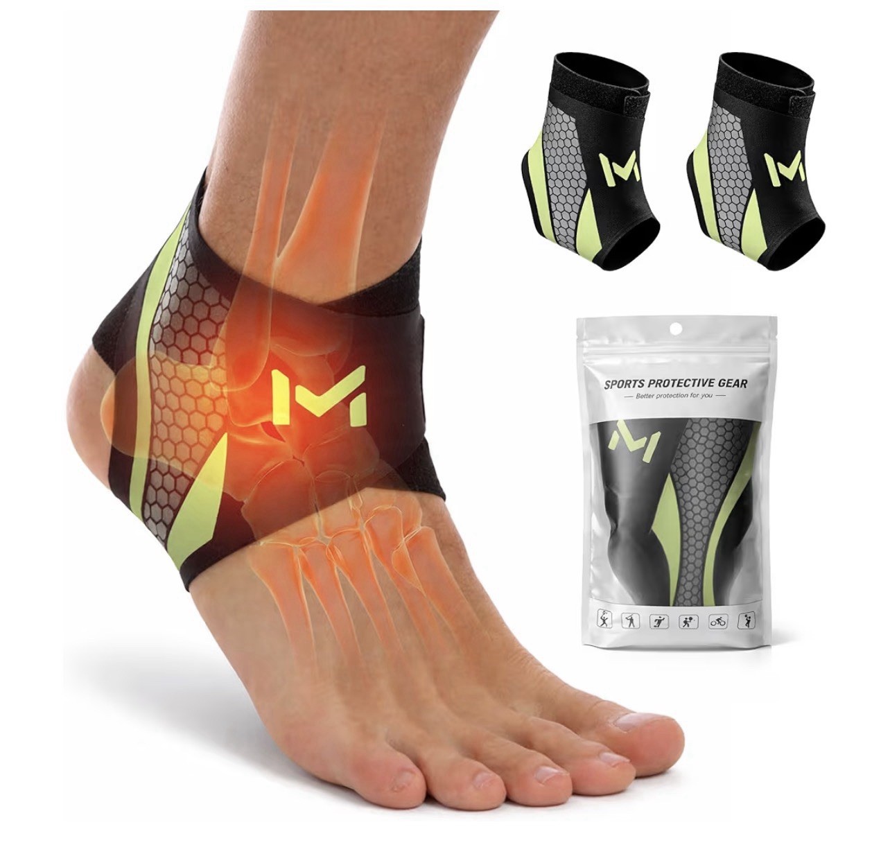 2 Pack Ankle Brace Compression Support for Men Women, Adjustable Lace-Up