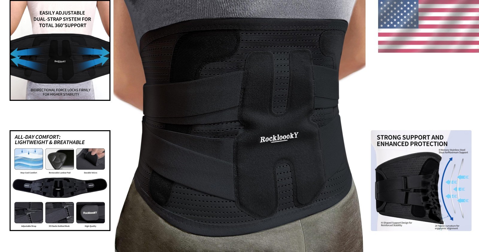 Adjustable Lower Back Brace for Optimal Lumbar Support – Size L (Waist 38-45IN)