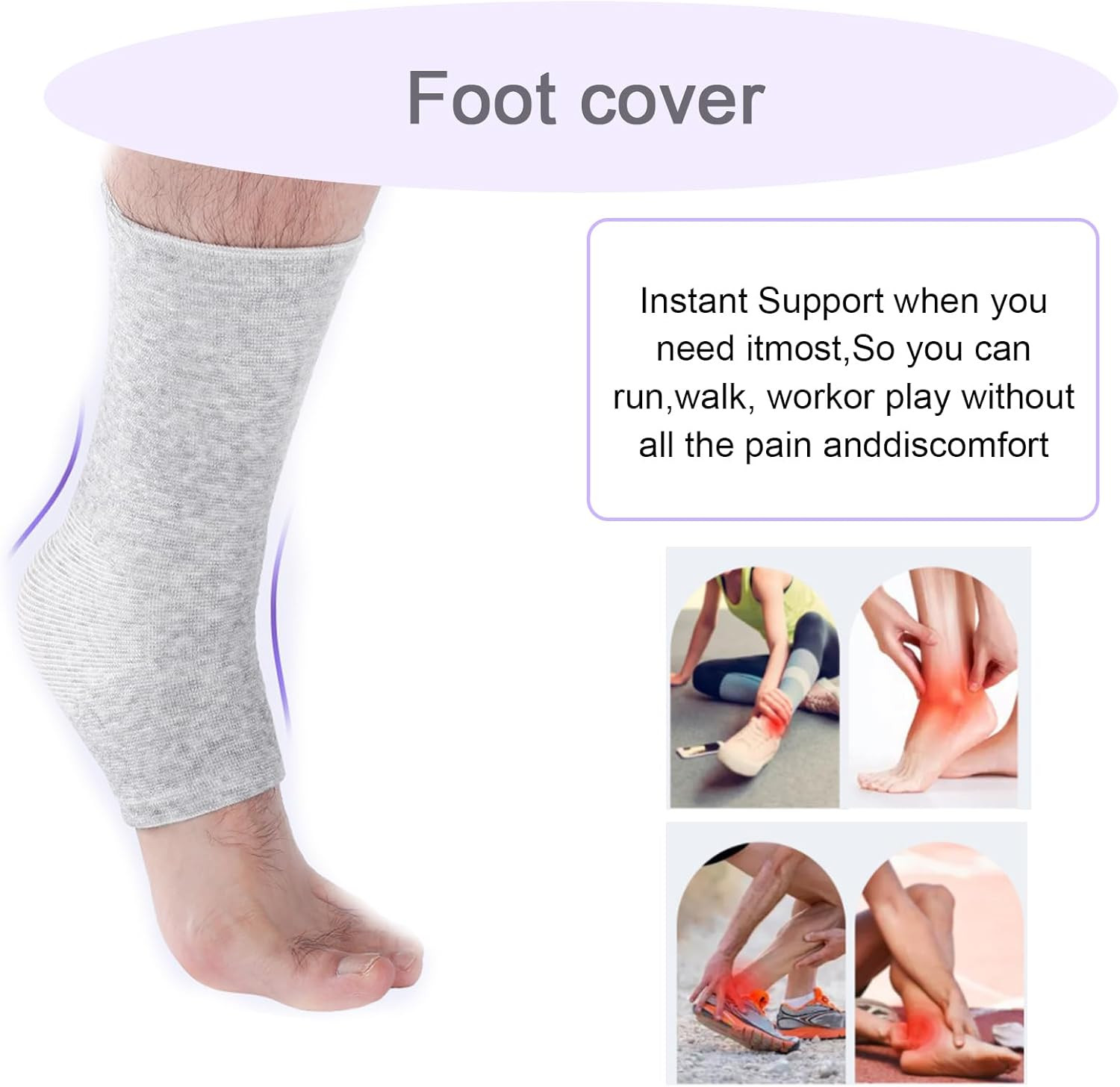 2 Pairs of Compress Bamboo Foot Sleeves,Keep Warm Bamboo Ankle Socks Foot Sleeve