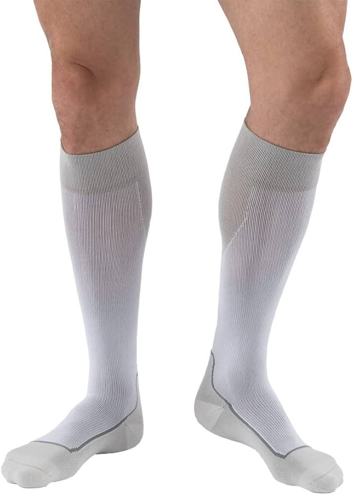 JOBST® Sport Knee High 15-20 mmHg Closed Toe Compression Socks White Grey SMALL