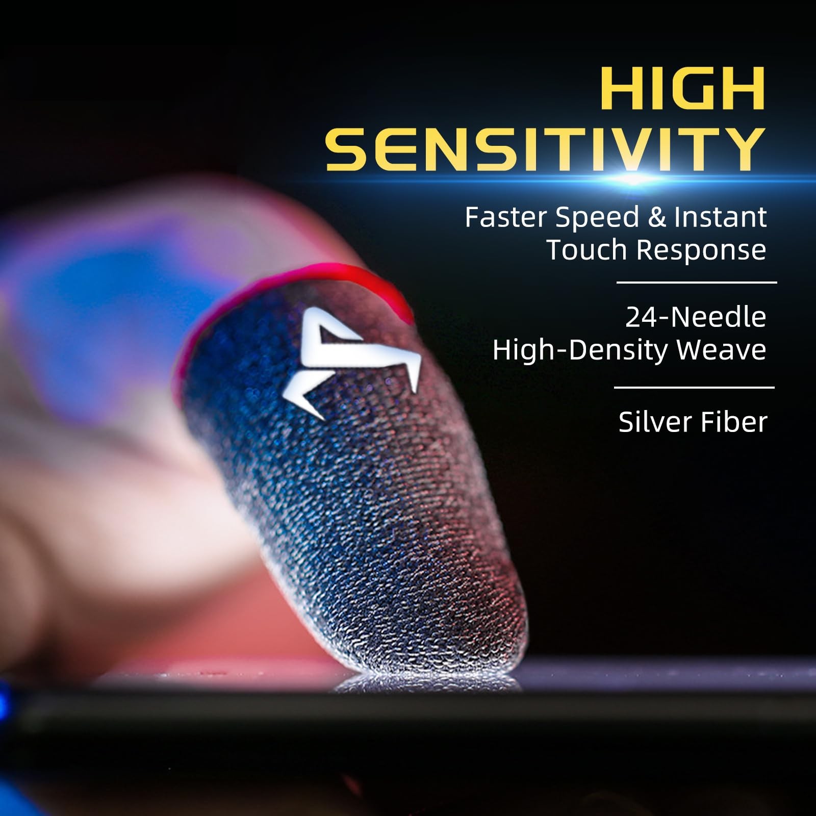 8 Pack Finger Sleeves for Gaming,Thumb Mobile Silver fiber(8 PCS)