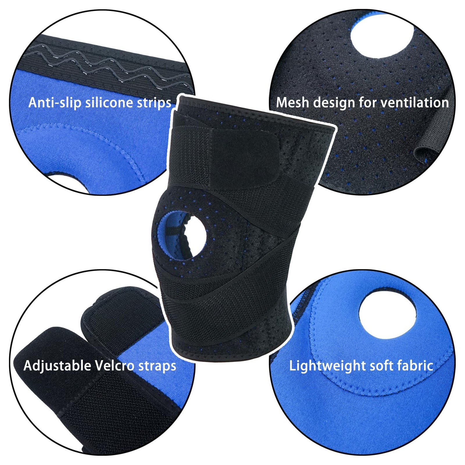 Luwint Plus Size Neoprene Knee Brace, Open Patella Stabilizer XL(253-330 lbs)