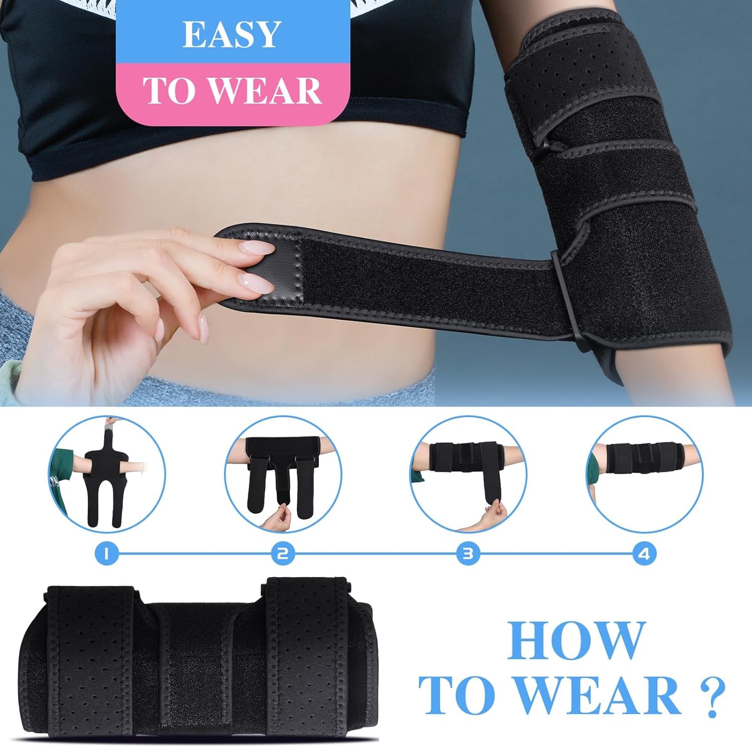 Elbow Brace, Elbow Splint for Cubital Tunnel Brace for Sleeping-Immobilizer for