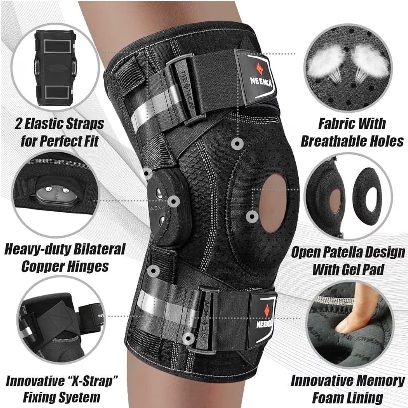 NEENCA HX035/042 Open Patella Knee Brace XL Black Adjustable Breathable