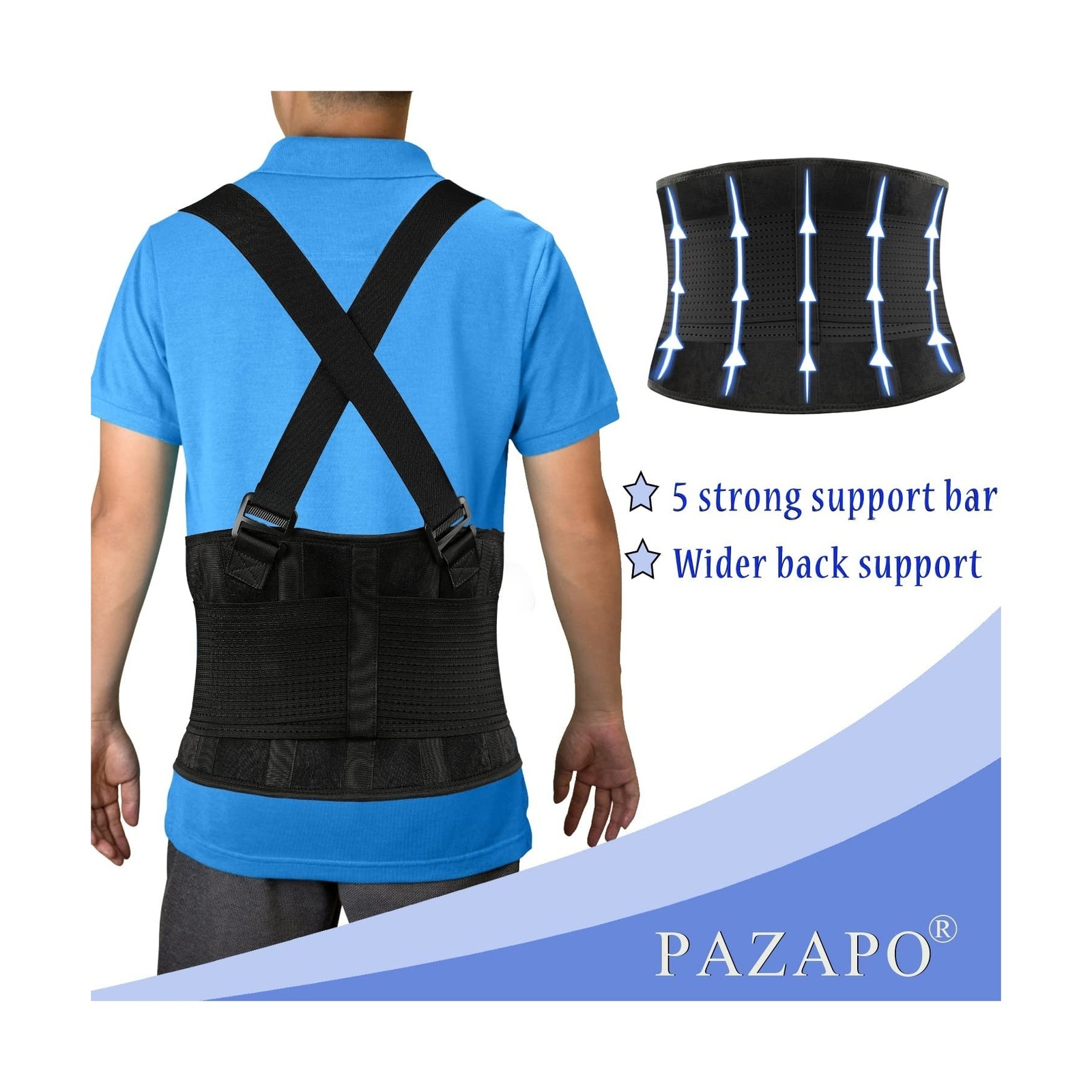 PAZAPO Back Brace Men and Women – Lower Lumbar Support for Heavy Lifting – Lo…