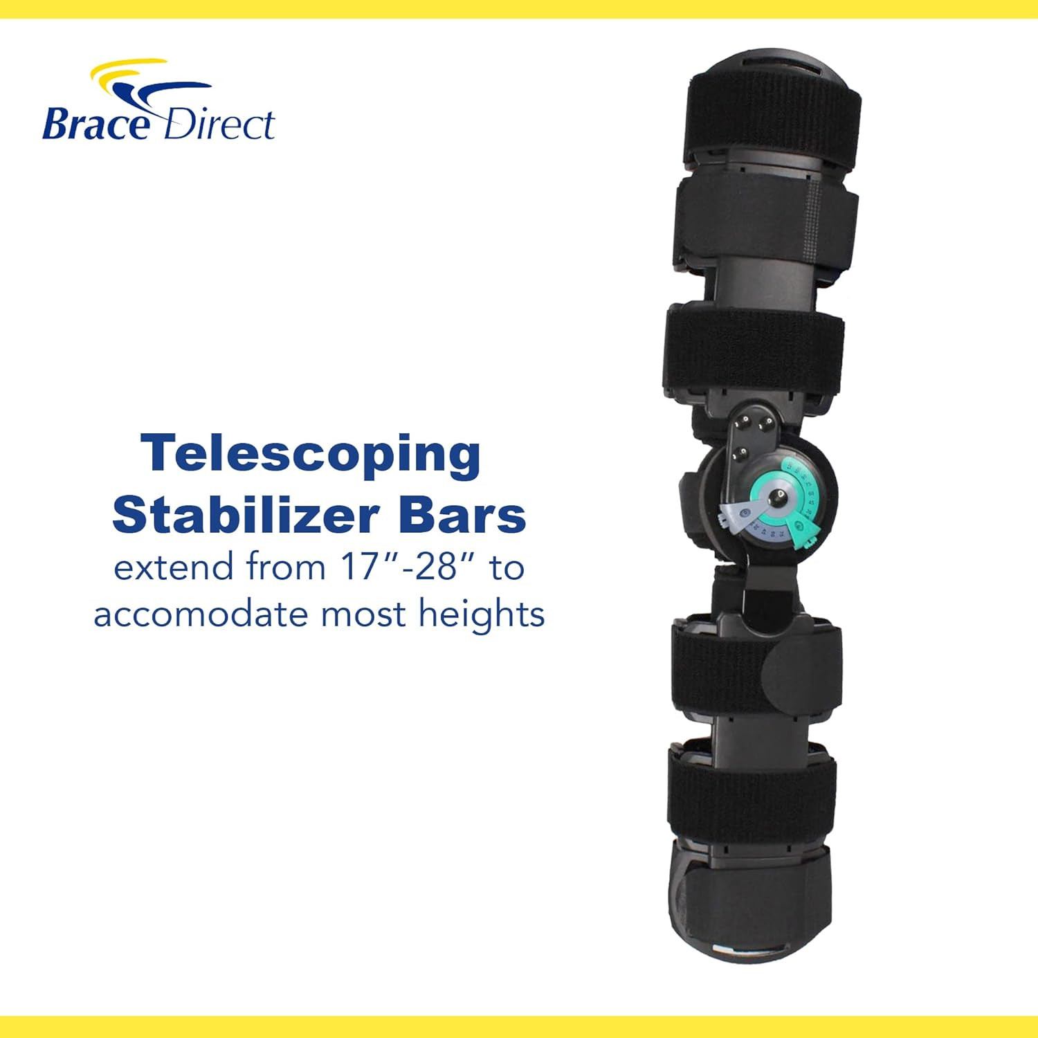 ROM Post-Op Knee Brace- Telescoping T Scope Range of Motion for Ligament Patella