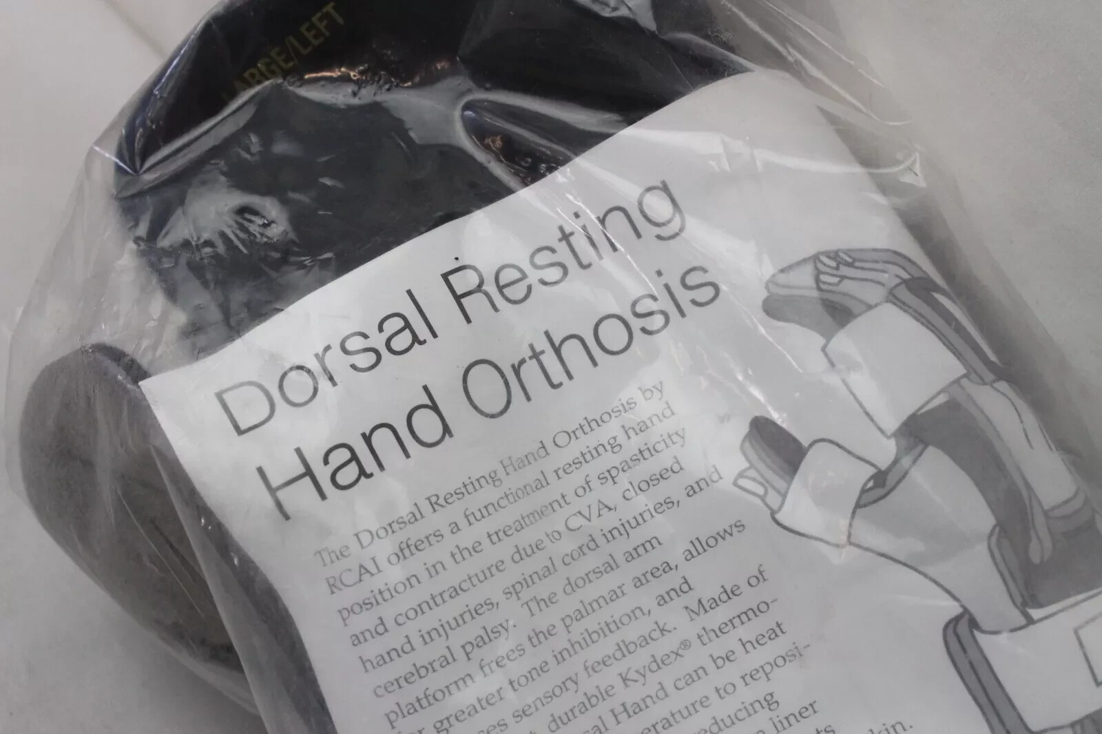 New RCAI Dorsal Resting Hand Orthosis X-Large Left 15DHO-XL-L Brace