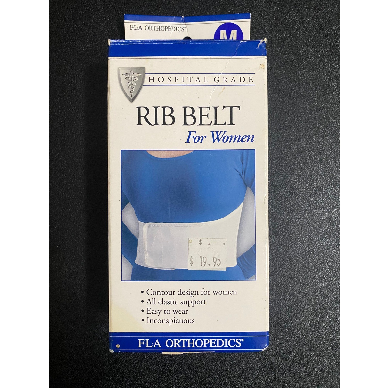 FLA Orthopedics Womens Rib Belt Medium White Elastic Support 34-302MDSTD