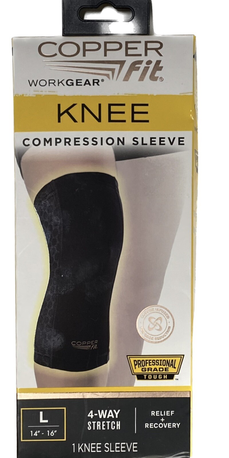 Copper Fit WorkGear Knee Compression Sleeve Unisex Large 14″-16″ PRO GRADE TOUGH