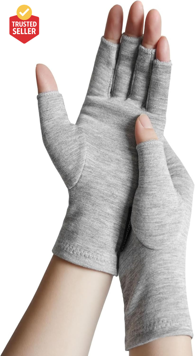 Rayon Derived from Bamboo Compression Gloves – Fingerless Arthritis & Carpal Tun