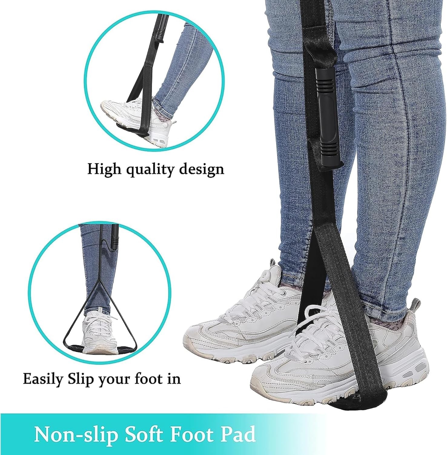 Durable 35-44 Inch Leg Lifter Strap with Non-Slip Foot Pad for Enhanced Mobility