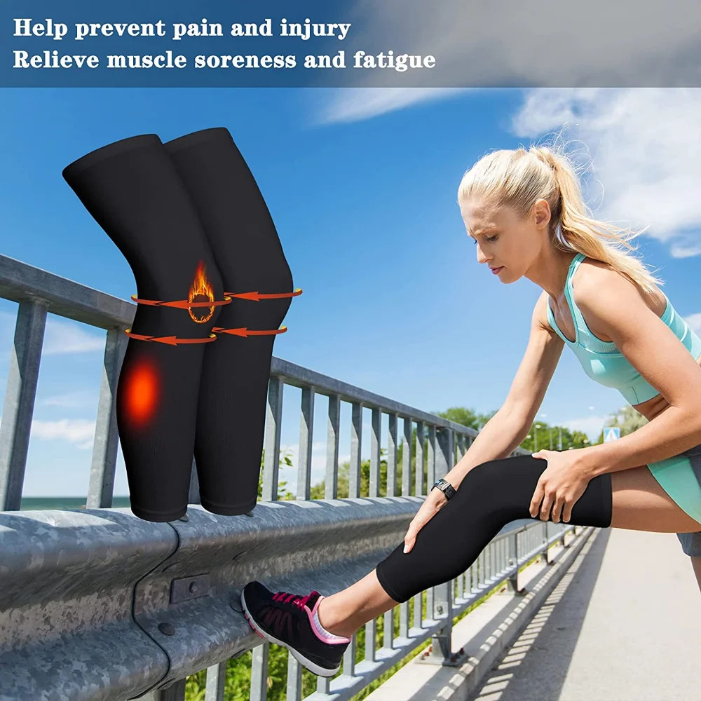 1Pair Compression Leg Sleeve Full Length Leg Sleeves Sports Cycling Leg Sleeves
