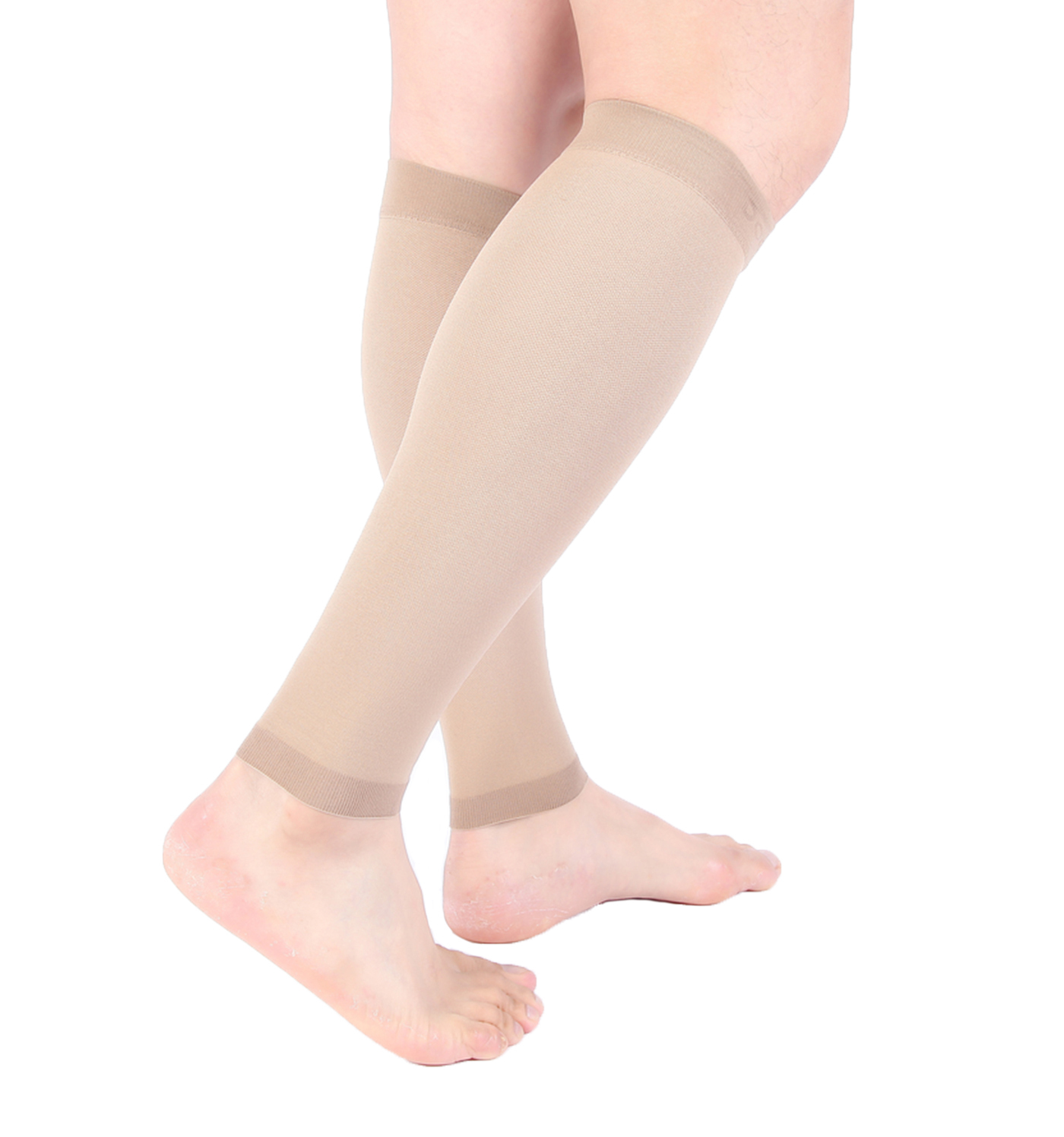 Calf Compression Sleeve Doc Miller 20-30mmHg Recovery Varicose Veins TAN SKIN