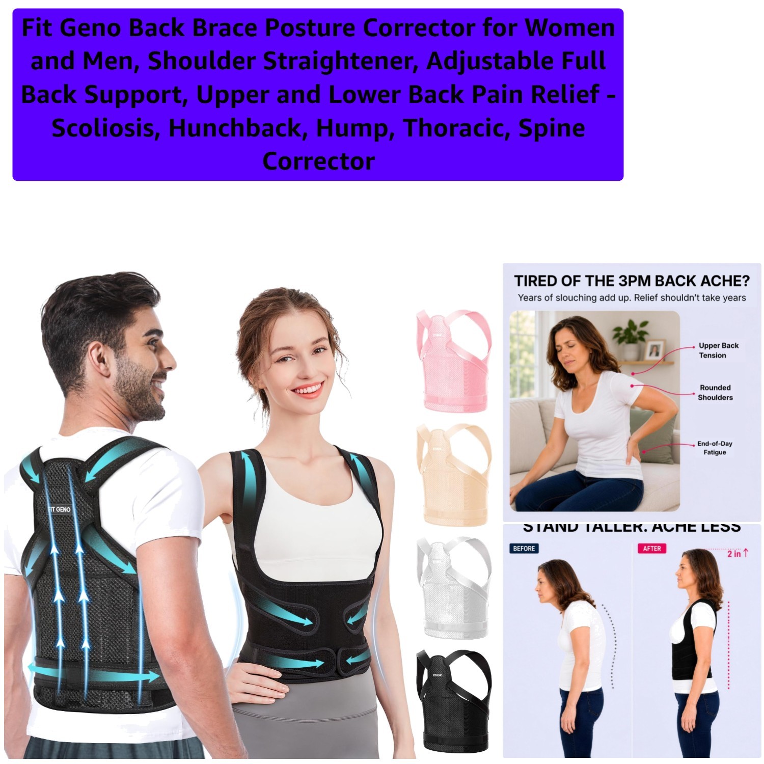 Upper and Lower Back Support Brace – Superior Posture Correction in Medium Size